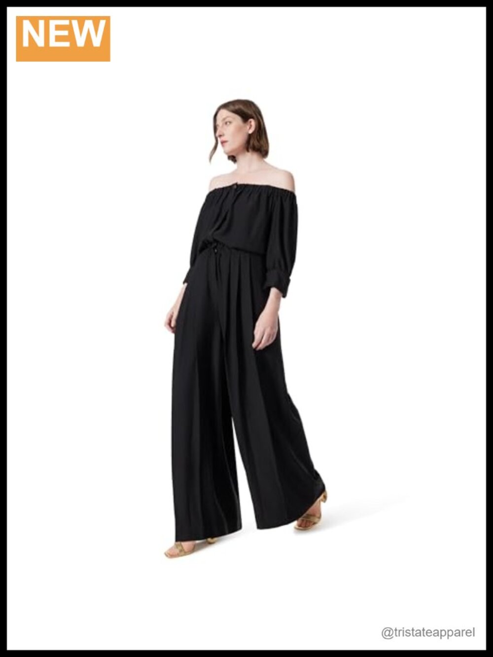 Women's Off the Shoulder 3/4 Sleeve Pull On Wide Leg Jumpsuit with Pockets